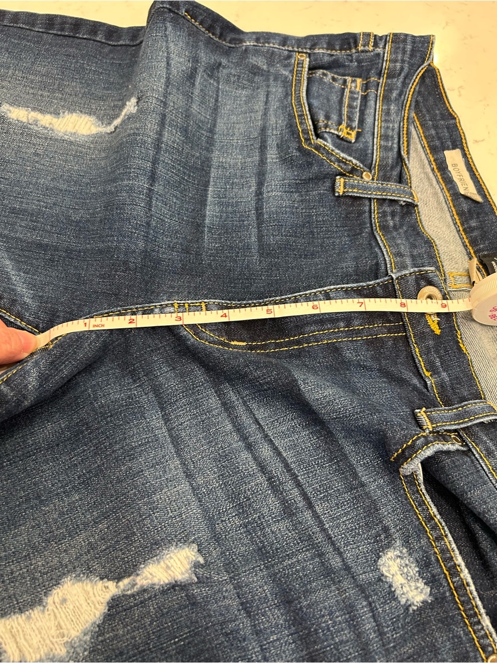 Just Black Distressed Dark Indigo Boyfriend Cut Jeans - Picture 8 of 10